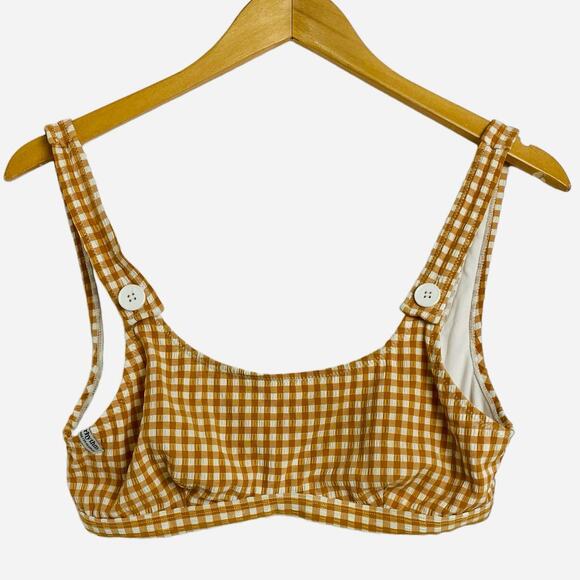 Free People Rhythm Women's Orange Gingham Lolita Retro Bikini Top Size Large - Picture 4 of 6